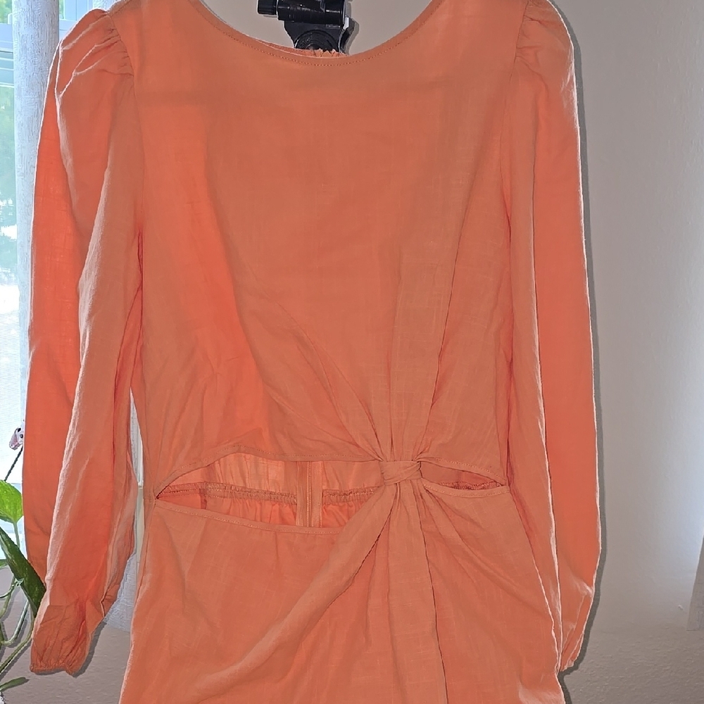 Chic Orange Dress  with Knot Detail